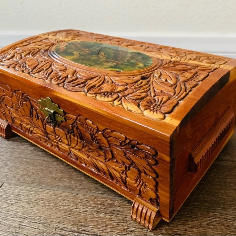 Wooden box with mirror